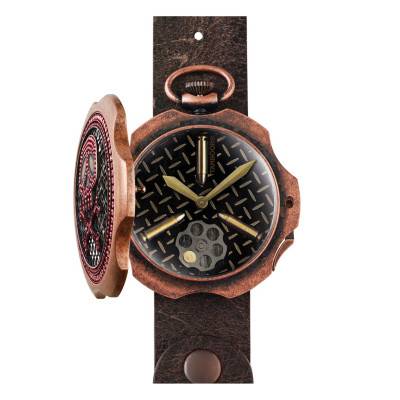 Montre à Gousset Bullet Dirty Bronze Red Zirconia Limited Edition TB-102-BR-ZR-SL-CP - Tambooro