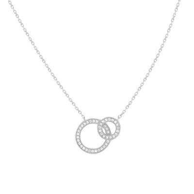 925 Silver & Zirconia Interlaced Circles Necklace 45 cm - Naïades