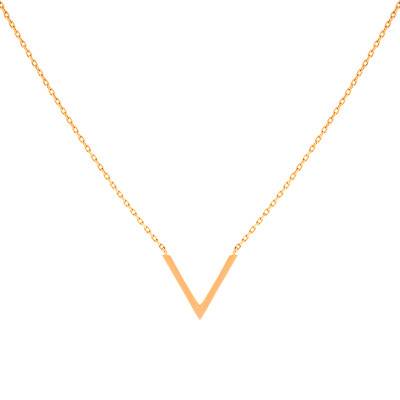 Yellow Gold-Plated V Necklace, Length 45 cm - Naïades