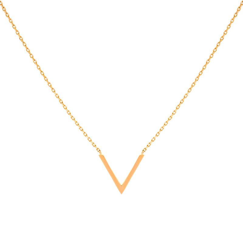 Yellow Gold-Plated V Necklace, Length 45 cm - Naïades