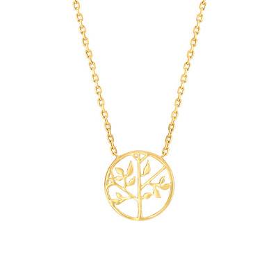 Collier arbre de vie plaqué or, Longueur 45 cm - Naïades