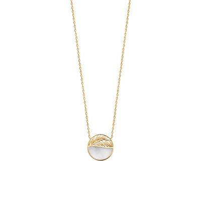Yellow Gold-Plated & Mother-of-Pearl Leaf Necklace 45 cm - Naïades