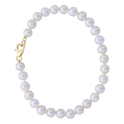Bracelet Perles d'Eau Douce Rondes 4 mm à 8 mm en Or Jaune 750, 18 cm à 20 cm - Négoce-îles