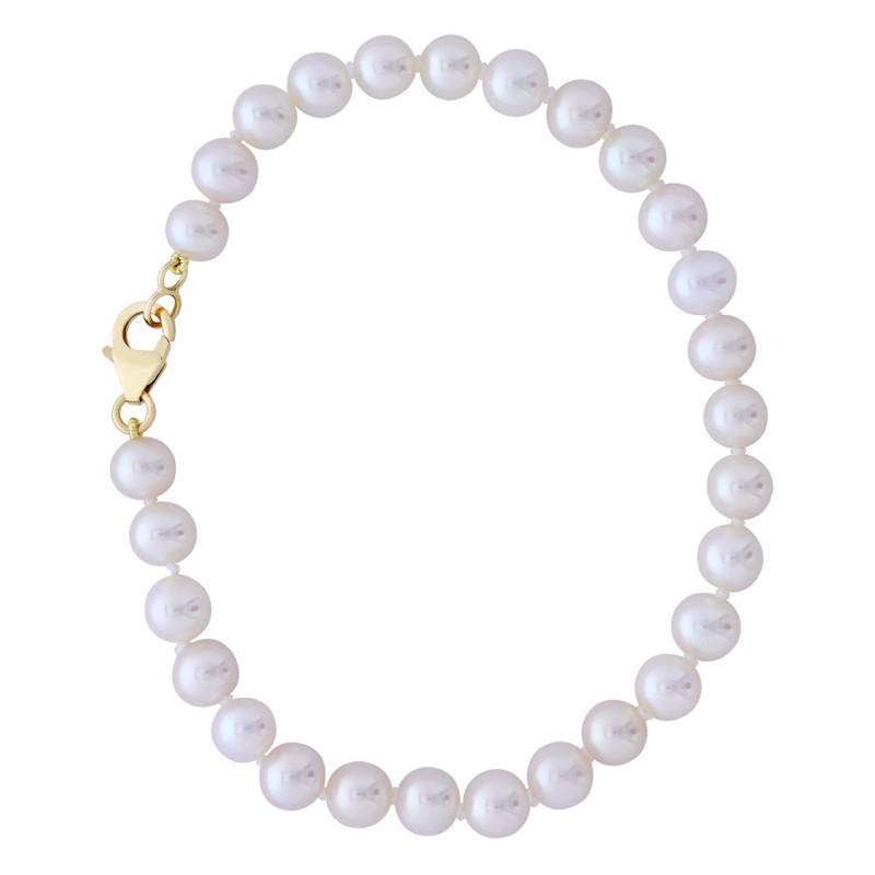 750 Yellow Gold & Round Freshwater Pearl Bracelet, 4 mm to 8 mm Pearls, 18 cm to 20 cm Length - Négoce-îles