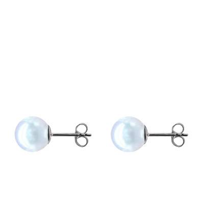 750 White Gold & Round Freshwater Pearl Stud Earrings, 4 to 10 mm - Négoce-îles