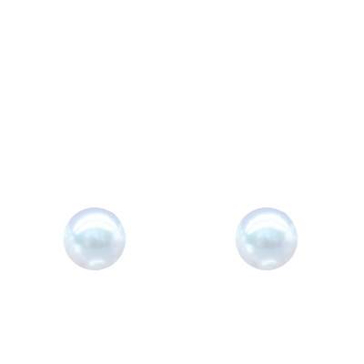 750 Yellow Gold & Round Freshwater Pearl Stud Earrings, 7 to 10 mm - Négoce-îles