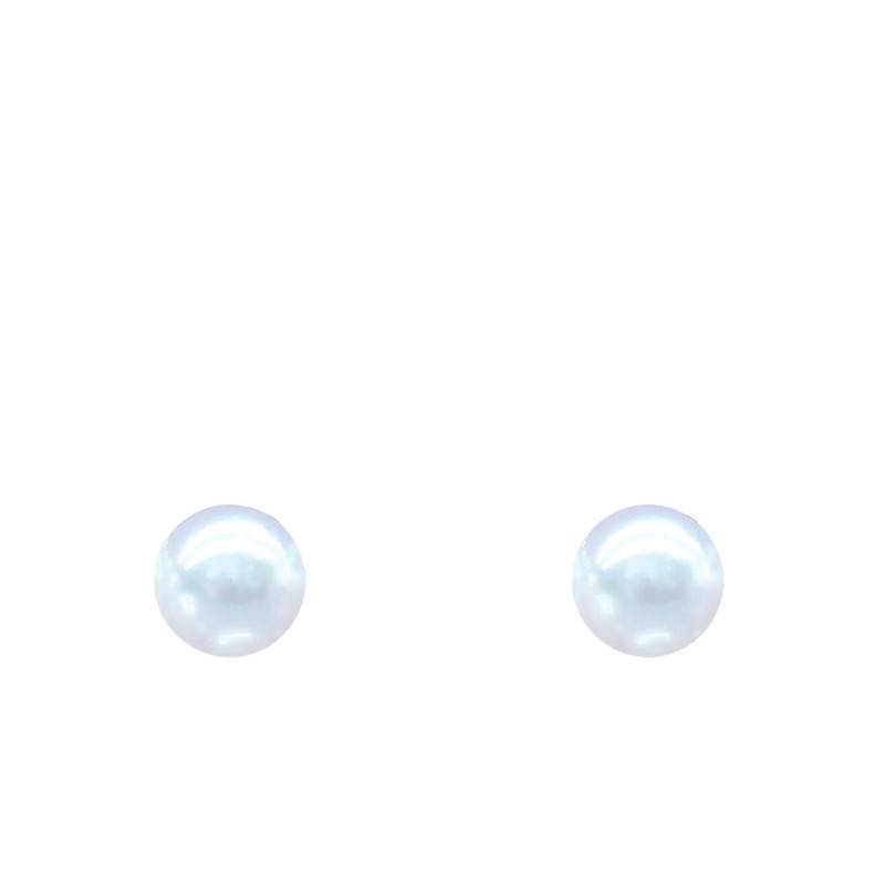 750 Yellow Gold & Round Freshwater Pearl Stud Earrings, 7 to 10 mm - Négoce-îles