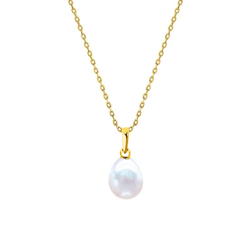 750/1000 Yellow Gold & Pear-Shaped Freshwater Pearl Necklace, 45 cm - Négoce-îles