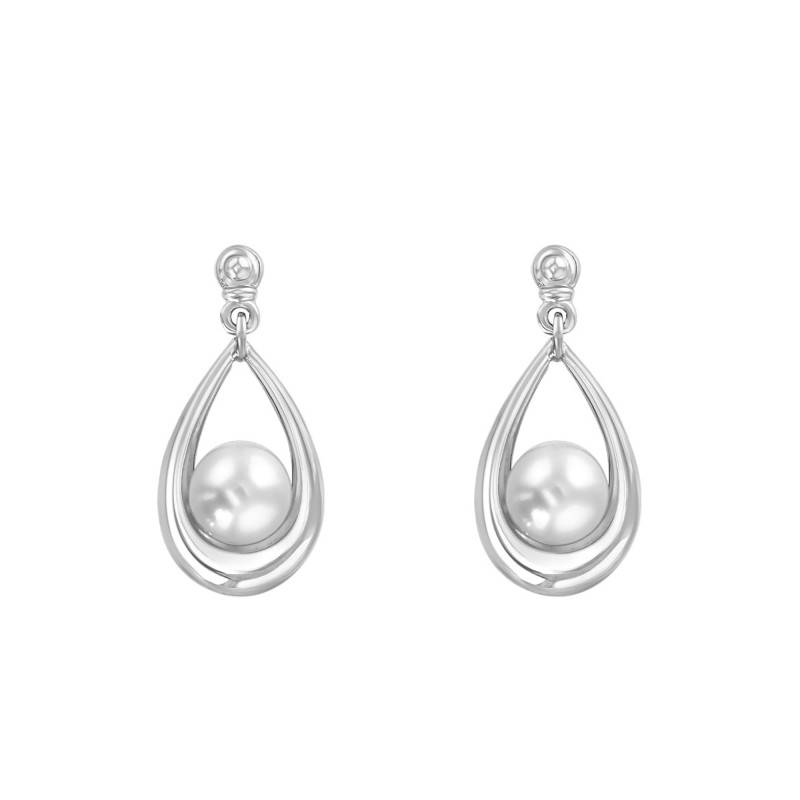 Silver & Freshwater Pearl Drop Earrings 7/8 mm - Négoce-îles