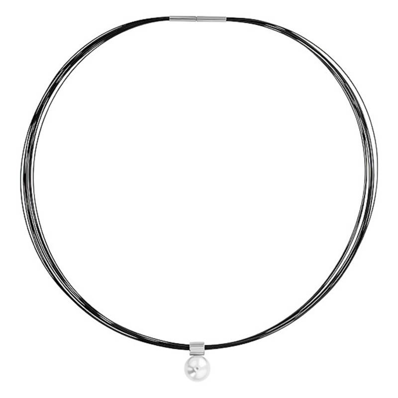 925/1000 Silver & 9/10 mm Cultured Pearl Multi-Cable Necklace, 40 cm Length - Négoce-îles