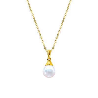 Collier Perle d'Eau Douce Poire 10/11 mm en Pyramide en Or Jaune 750, Longueur 45 cm - Négoce-îles