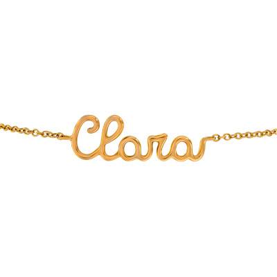 Personalized Name Yellow Gold Wire Bracelet, Length 15 cm to 16 cm, Width 1 mm - Emanessence