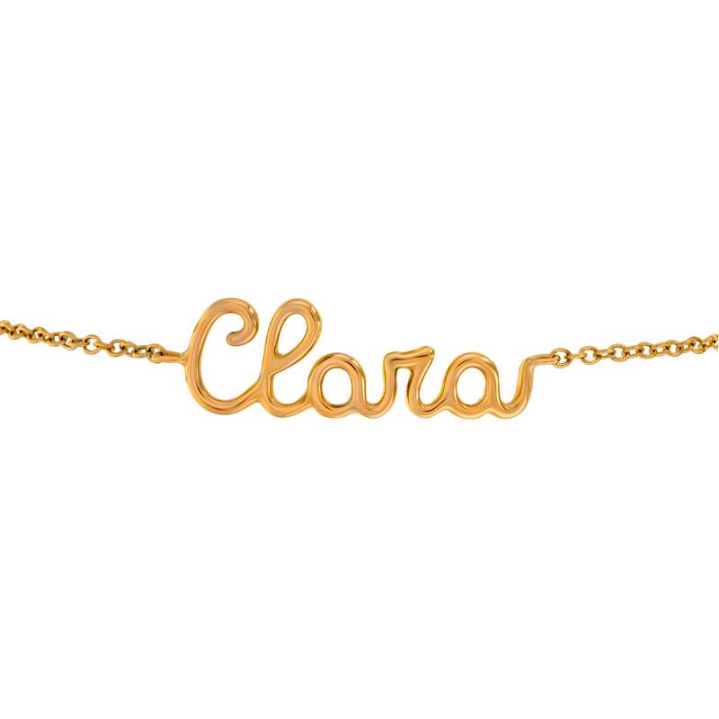 Personalized Name Yellow Gold Wire Bracelet, Length 15 cm to 16 cm, Width 1 mm - Emanessence