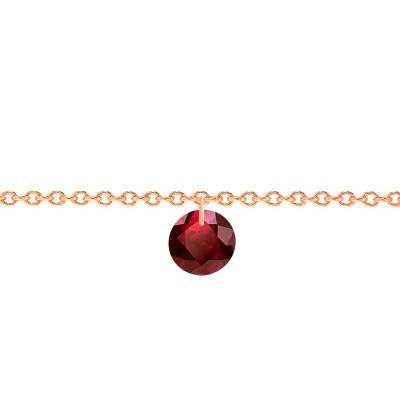 Bracelet, Or Rose 750 & Rubis 4 mm percé, Longueur de 14 à 17 cm - Ocarat