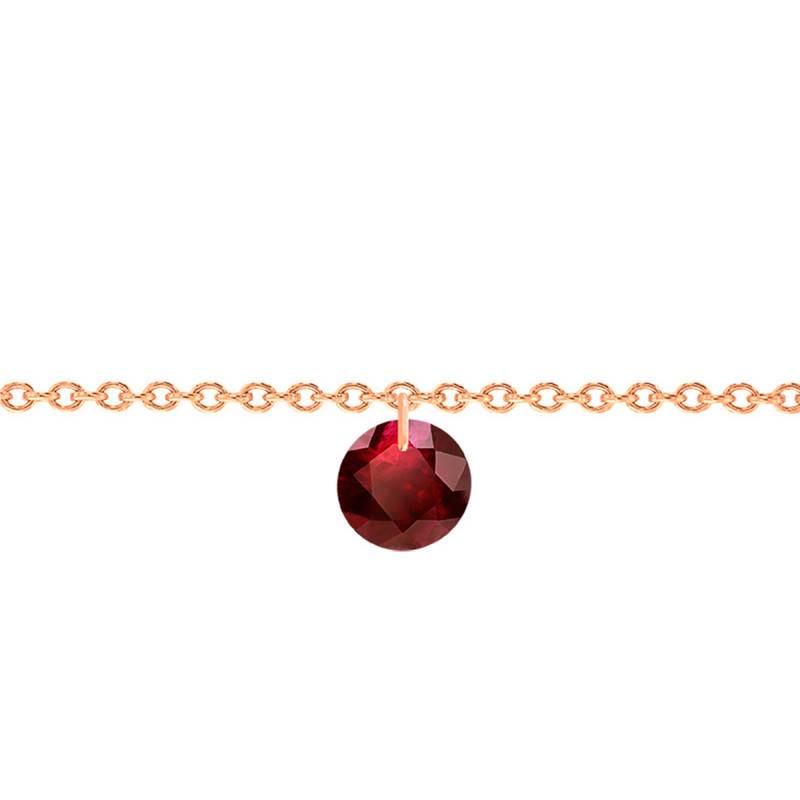750 Rose Gold & 4 mm Pierced Ruby Bracelet, Length 14 cm to 17 cm - Ocarat
