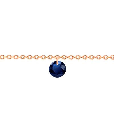 750 Rose Gold & 4 mm Pierced Sapphire Bracelet, Length 14 cm to 17 cm - Ocarat