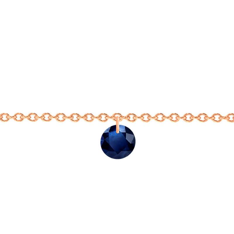 750 Rose Gold & 4 mm Pierced Sapphire Bracelet, Length 14 cm to 17 cm - Ocarat