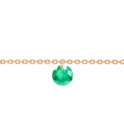 750/1000 Rose Gold & 4 mm Drilled Emerald Bracelet, Length 14 cm to 17 cm - Ocarat