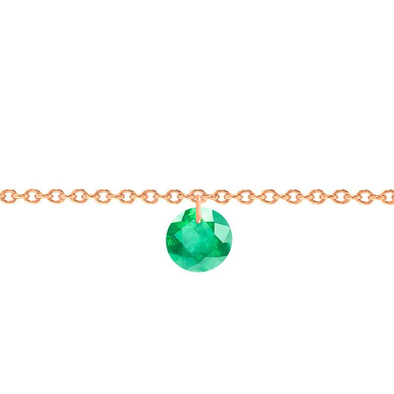 750/1000 Rose Gold & 4 mm Drilled Emerald Bracelet, Length 14 cm to 17 cm - Ocarat