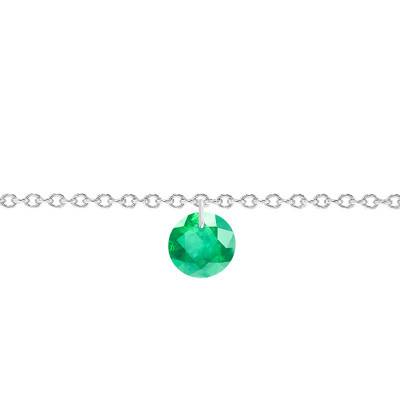 750/1000 White Gold & Drilled 4 mm Emerald Bracelet, Length 14 cm to 17 cm - Ocarat