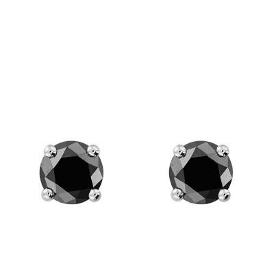 750 White Gold & Black Diamond Stud Earrings - Emanessence