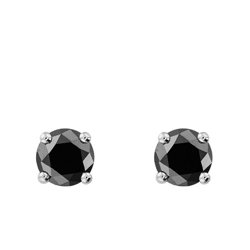 750 White Gold & Black Diamond Stud Earrings - Emanessence