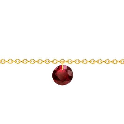 750/1000 Yellow Gold & Drilled 4 mm Ruby Bracelet, Length 14 cm to 17 cm - Ocarat