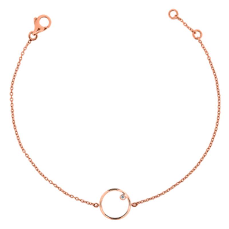Rose Gold 750 Mini Circle Diamond Bracelet, Length 16 cm to 18 cm - Ocarat