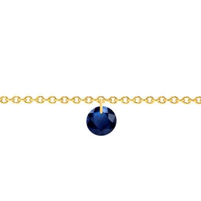 750/1000 Yellow Gold & Drilled 4 mm Sapphire Bracelet, Length 14 cm to 17 cm - Ocarat