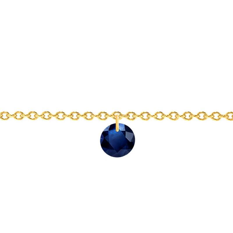 750/1000 Yellow Gold & Drilled 4 mm Sapphire Bracelet, Length 14 cm to 17 cm - Ocarat