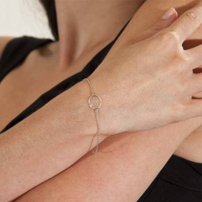 Bracelet Mini Circle Or Blanc 750 et Diamant, Longueur 16 à 18 cm - Ocarat