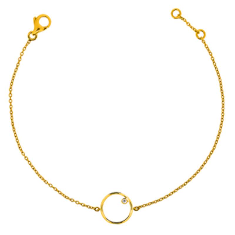 750/1000 Yellow Gold & Diamond Mini Circle Bracelet, Length 16 cm to 18 cm - Ocarat