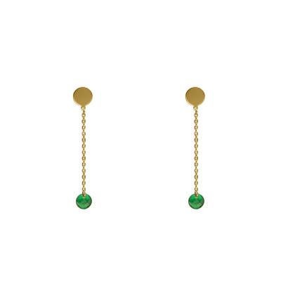 375/1000 Yellow Gold & Green Crystal Drop Earrings - Ocarat