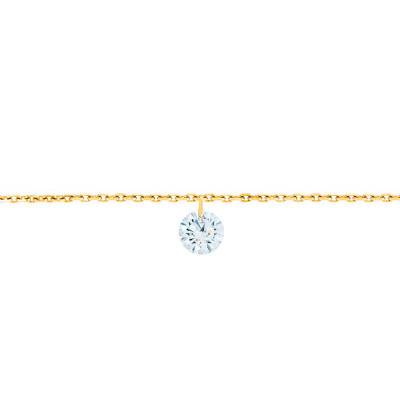 750/1000 Yellow Gold & F/VS2 Brilliant Drilled Diamond Bracelet, Length 15 cm to 18 cm - Ocarat