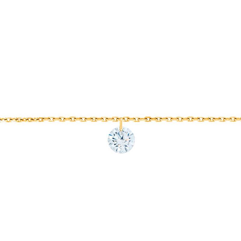 750/1000 Yellow Gold & F/VS2 Brilliant Drilled Diamond Bracelet, Length 15 cm to 18 cm - Ocarat