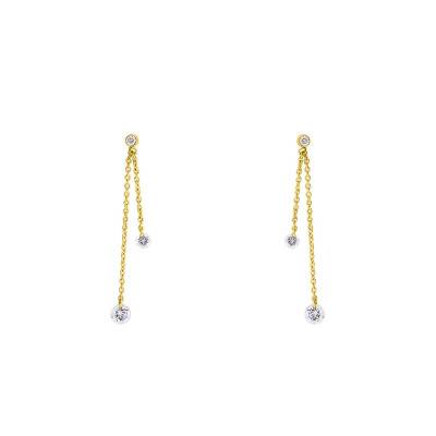 Boucles d'oreilles diamants percés double & or 18K - Ocarat