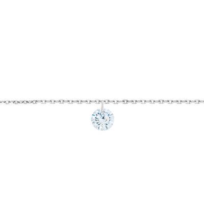 750/1000 White Gold & F/VS2 Brilliant Drilled Diamond Bracelet, Length 15 cm to 18 cm - Ocarat