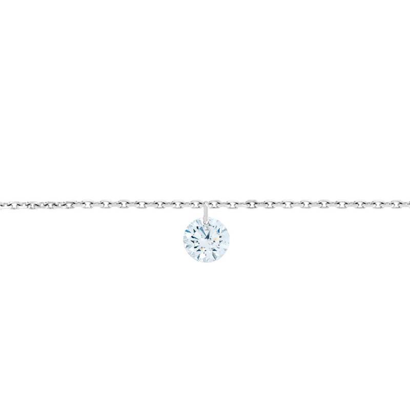750/1000 White Gold & F/VS2 Brilliant Drilled Diamond Bracelet, Length 15 cm to 18 cm - Ocarat