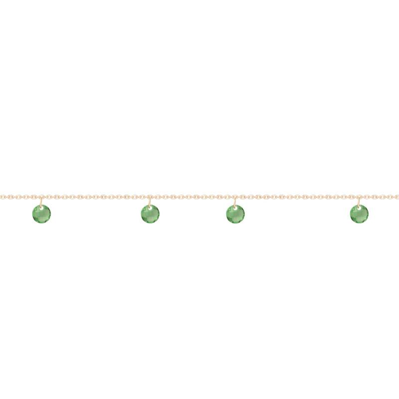 375/1000 Yellow Gold & Green Round Crystal Bracelet, 18.5 cm Length - Ocarat