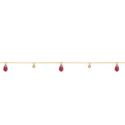 375/1000 Yellow Gold & Pink and White Crystal Bracelet, 18 cm Length - Ocarat
