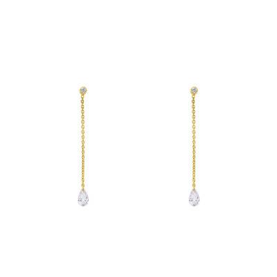 Boucles d'oreilles diamants percés poire 0.44 ct & or 18K - Ocarat
