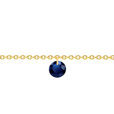 750/1000 Yellow Gold & Drilled 4.5 mm Sapphire Bracelet, Length 14 cm to 17 cm - Ocarat