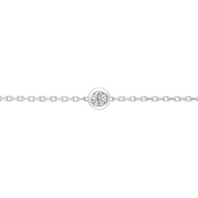 Bracelet diamant 0,09 ct GSI serti clos, Or Blanc 750, Longueur 17 cm - Ocarat