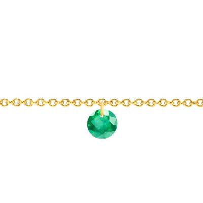 750/1000 Yellow Gold & Drilled 4.5 mm Emerald Bracelet, Length 14 cm to 17 cm - Ocarat