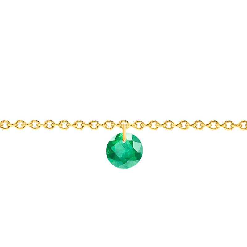 750/1000 Yellow Gold & Drilled 4.5 mm Emerald Bracelet, Length 14 cm to 17 cm - Ocarat