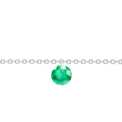 750/1000 White Gold & Drilled 4.5 mm Emerald Bracelet, Length 14 cm to 17 cm - Ocarat