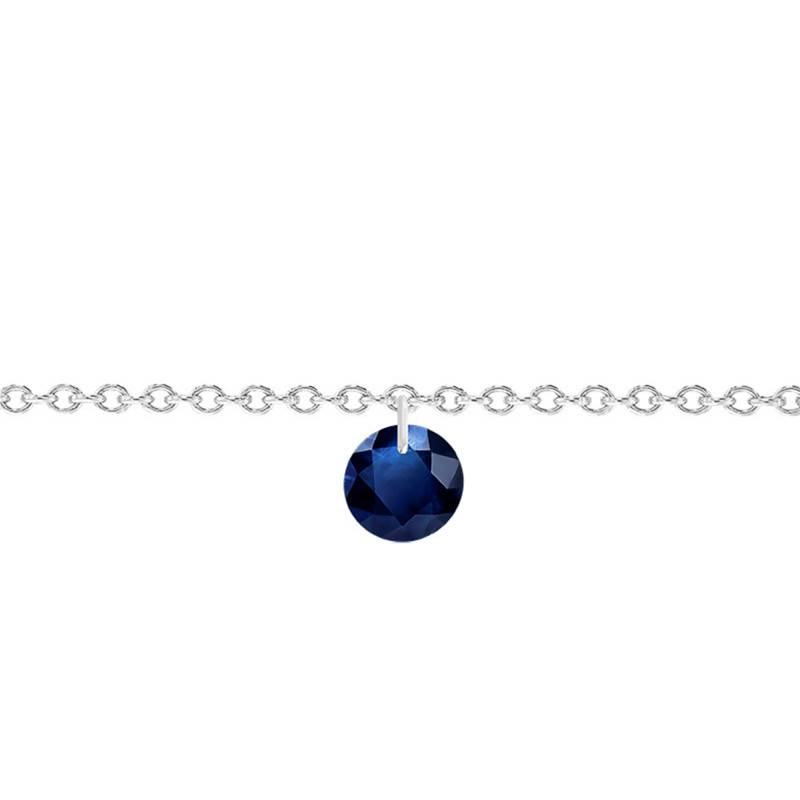 750/1000 White Gold & Drilled 4.5 mm Sapphire Bracelet, Length 14 cm to 17 cm - Ocarat