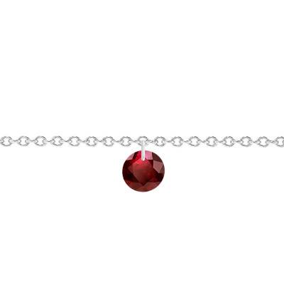 Bracelet, Or Blanc 750 & Rubis 4.5 mm percé, Longueur de 14 à 17 cm - Ocarat