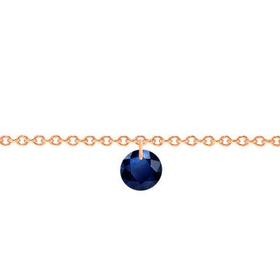 750 Rose Gold & 4,5 mm Pierced Sapphire Bracelet, Length 14 cm to 17 cm - Ocarat
