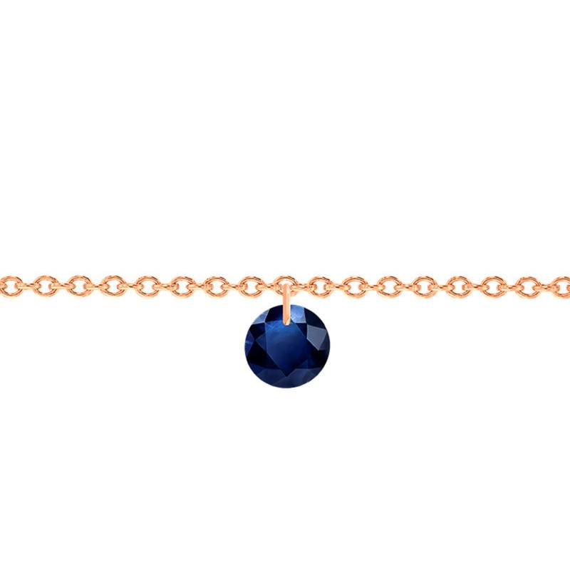 750 Rose Gold & 4,5 mm Pierced Sapphire Bracelet, Length 14 cm to 17 cm - Ocarat